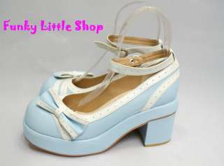 Blue Sweet lolita dolly high heels shoes US 5.5   10.5  