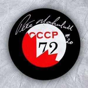  PETER MAHOVLICH Summit Series SIGNED Hockey Puck Sports 