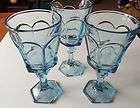 Vintage FOSTORIA VIRGINIA Light blue wine glasses set of 3