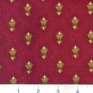  45 Wide Marcus Mansion Leaf Medallions Burgundy Fabric 