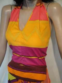 Bold Mod Print Halter Top Long Skirt Italy Outfit Set 6  
