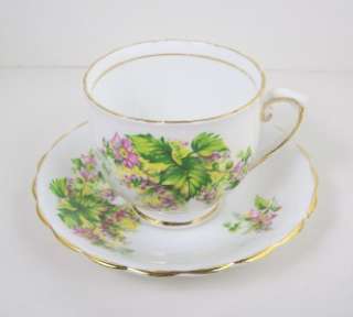 Vintage Clare Bone China Tea Cup Blossoms & Leaves Gold Trim England 
