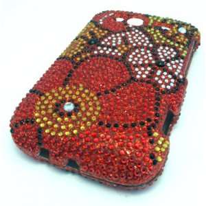  HTC Wildfire S Red Daisy Sparkle Glitter Bling Dazzle 