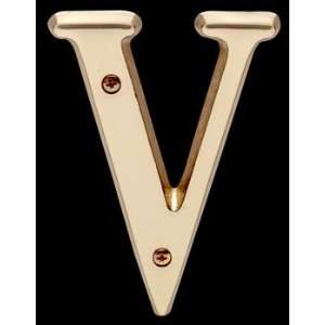  House Numbers Bright Solid Brass, 4 Letter V