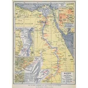  1923 Print Map Egypt Red Sea Nile Cairo Giza Tomb Abydos 