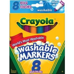  Crayola Broad Line Washable Markers Bold Colors 8/