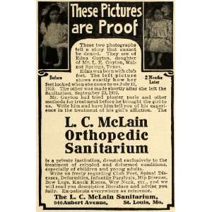  1911 Ad L. C. McLain Orthopedic Sanitarium Edna Guyton 