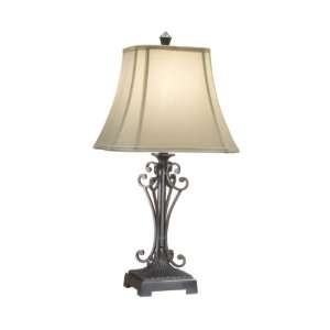   of 2 Elegant Scallop Metal Decorative Table Lamps with Square Shades