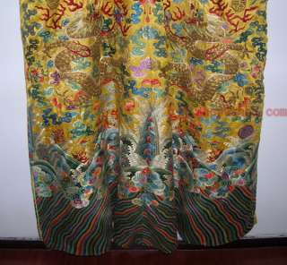 chinese Antique emperor silk robe clothing handembroidered dragon 