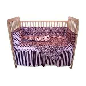  Pink and Brown Damask 4 Piece Crib Set Baby