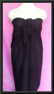 New Solid Black Beach Swimsuit Sarong Pareo CoverUp One Sz S M L XL 1X 