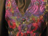 31) PURPLE FLORAL Half Back Vest made in USA by TUXEDO PARK  