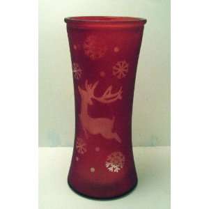  Burton & Burton 9714722 Red Reindeer Christmas Vase 