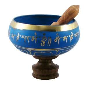   Bowl  Blue 6 Inch Om Mani Mantra Bowl 