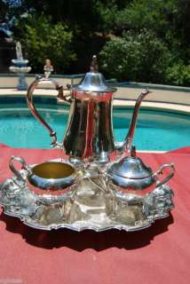 Silverplate Coffee Svc w/Oval Footed Tray   Wm A Rogers  