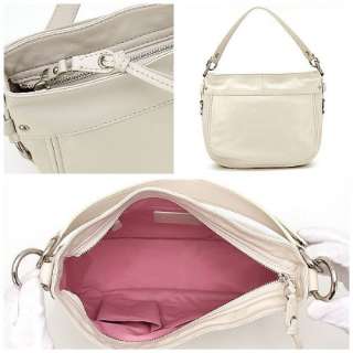   Pearl White/Chrome Leather Large Zoey Handbag/Tote F14707 SV/PZ  