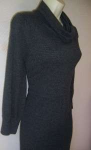 JONES NEW YORK Charcoal Gray Cowl Neck Cashmere Sweater Dress L 12 14 