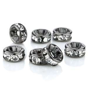   Swarovski Crystal black Plated with white Rondelle Spacer Bead 6mm 001