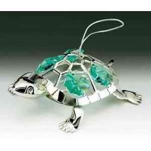   Turtle Silver Plated Swarovski Crystal Ornament Figure