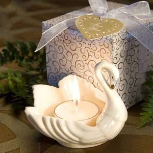  Stunning Porcelain Swan Design Candle Favors (Set of 6 