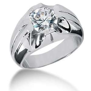   18K Gold Diamond Ring 1 Round Stone 2.50 ctw 12518K MDR1227   Size 8
