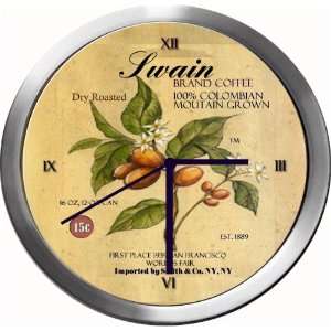  SWAIN 14 Inch Coffee Metal Clock Quartz Movement Kitchen 