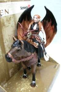 SCHLEICH OF GERMANY ELFEN SURAH ELF ON BROWN HORSE WITH BABY DRAGON 