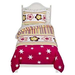 BRIGHT GIRLS COLORFUL FLOWER RED WHITE POLKA DOT TWIN 5PC COMFORTER 