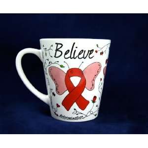  Red Ribbon Coffee Mug  Butterfly Believe (Retail 