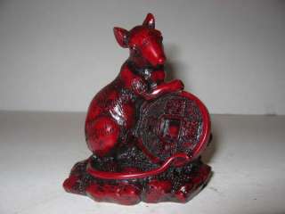 Prosperity Red Rat Statue Feng Shui Wealth Protection  