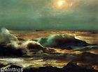 Art Oil painting seascape ocean waves with sunrise 655 