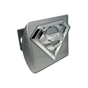 Superman Brushed Silver with Chrome S Emblem Trailer Hitch Cover 