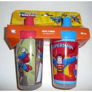  DC Super Friends Superman 2 Sippy Cups 10oz. Spill Proof 