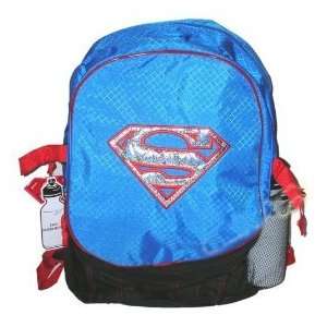  Superman Blue / Black Small Backpack w/ Free Water Bottle 