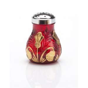  Solid Ruby Red Glass Gold Decorated Sugar Shaker Inverted 