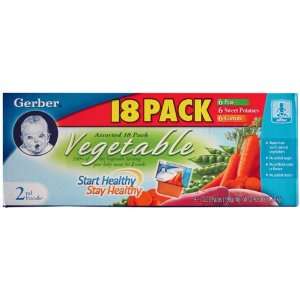 Gerber Assorted 18 Pack Vegetables (6 Peas, 6 Sweet Potatoes, 6 