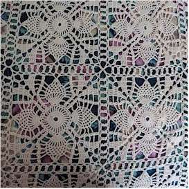 Vintage Hand Crocheted Bedspread Ecru Full/Queen   