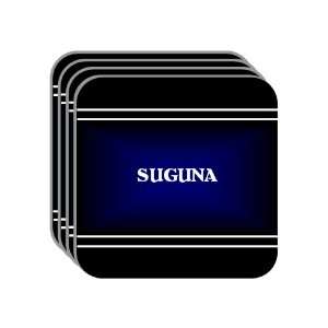 Personal Name Gift   SUGUNA Set of 4 Mini Mousepad Coasters (black 