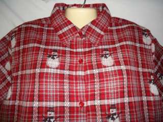   Plaid 100% Cotton Christmas Snowman Shirt 1X 2X 3X 795014135311  