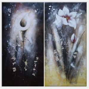 Calla Lilly and Poppy Flowers   2 Canvas Set Oil Painting 48 x 48 