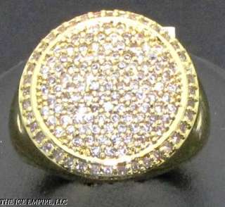 MENS ICY HIP HOP GOLD FINISH CZ PINKY RING SIZE12 R356  