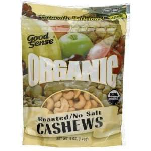 Good Sense Roasted Cashews, Unsalted, Organic, 6 oz, 12 pk  
