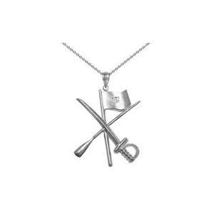  Color Guard Flag Rifle Saber Silver Necklace with Diamond 