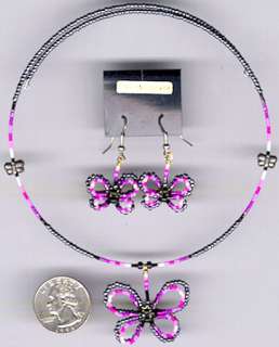 BUTTERFLY NECKLACE SET#01,NATIVE AMERICAN BEAD JEWELRY  