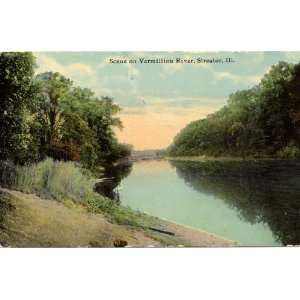1911 Vintage Postcard   Scene on Vermillion River   Streator Illinois
