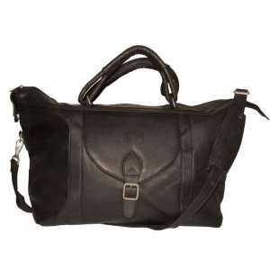  Pangea Black Leather Top Zip Travel Bag   MLB Logo Sports 