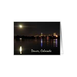 Denver Skyline Moonrise Card