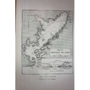  NAVY MAP CARIBBEAN SEA SANTIAGO HARBOUR CUBA 1899