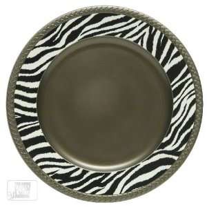 Jay Import Company 1320002 13 Plastic Zebra Pewter Antique Charger