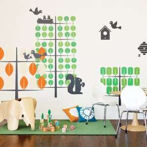  Orange & Green Trees Wall Stickers Baby